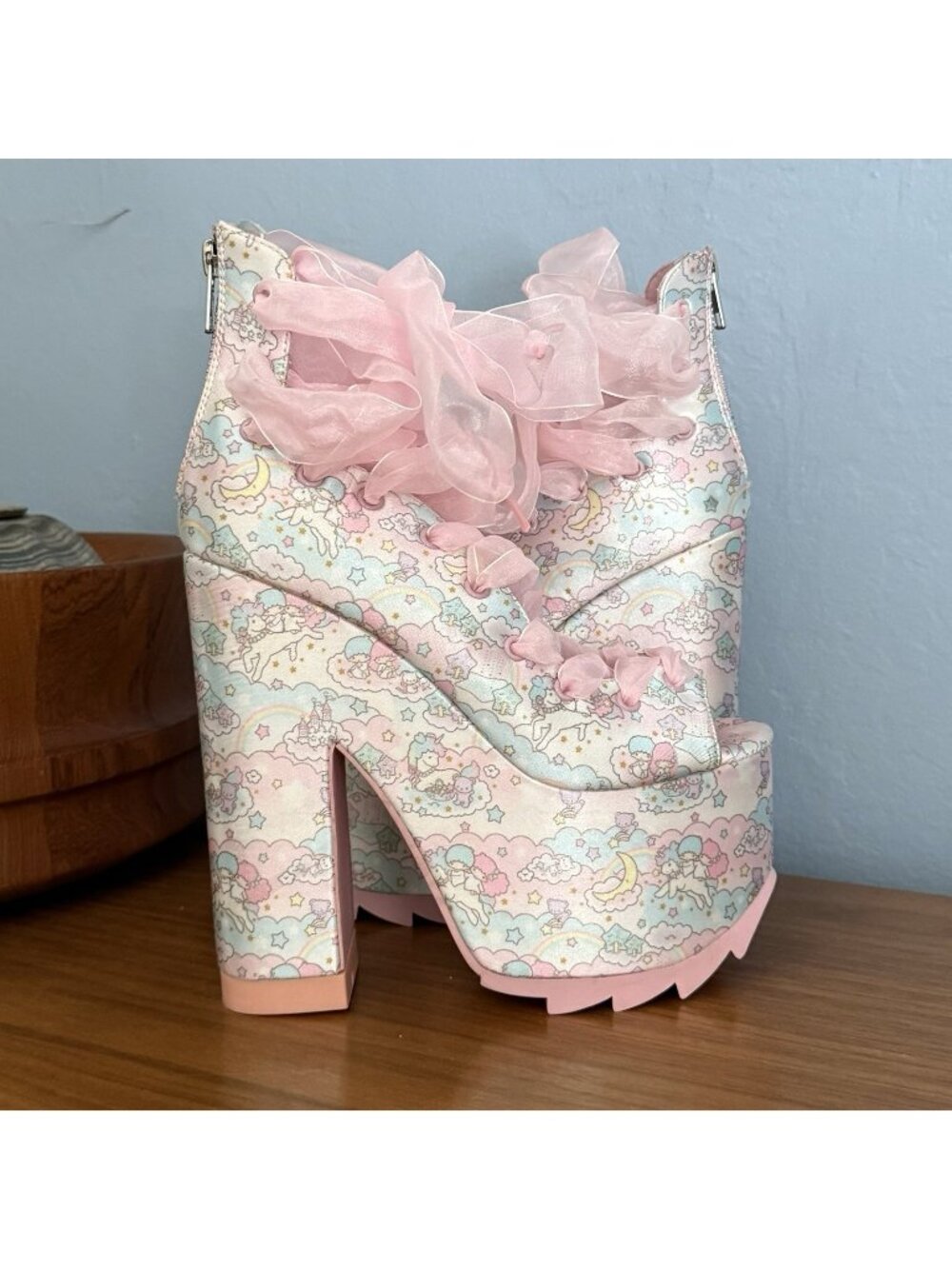 YRU x Sanrio Little Twin Stars Chunky Platform Ballet Bae High Heels Size 6